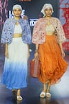 Ek Katha_Orange Linen Printed Batik Round Cape _Online_at_Aza_Fashions