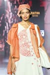 Buy_Ek Katha_Orange Silk Organza Plain Collar Asymmetric Jacket _Online_at_Aza_Fashions