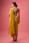 Shop_Nikasha_Yellow 100% Pure Silk Foil Printed Gota Embroidered Dhoti Pant Saree With Blouse _at_Aza_Fashions