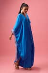 Buy_Nikasha_Blue 100% Modal Silk Satin Embroidery Sequin V Neck Neckline Kaftan With Pant _Online_at_Aza_Fashions