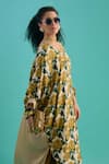 Shop_Nikasha_Yellow 100% Modal Silk Satin Print Floral V Neck Kaftan With Pant _Online_at_Aza_Fashions