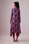 Shop_Nikasha_Pink 100% Pure Georgette Print Gullista V Neck Asymmetric Kurta With Dhoti Pant _at_Aza_Fashions