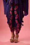 Buy_Nikasha_Purple 100% Pure Georgette Print Asymmetric Godet Kaftan Tunic With Dhoti Pant _Online_at_Aza_Fashions