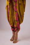 Buy_Nikasha_Yellow 100% Pure Georgette Print Asymmetric Godet Kaftan Tunic With Dhoti Pant 