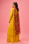 Nikasha_Yellow 100% Pure Georgette Embroidery Applique Tiered Anarkali With Dupatta _at_Aza_Fashions