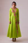 Nikasha_Green 100% Pure Georgette Embroidery Applique Angarkha Anarkali With Dupatta _Online_at_Aza_Fashions