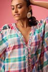 Buy_Nikasha_Multi Color 100% Pure Cotton Print Madras Checkered V Neck Kaftan 