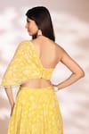 Kiyohra_Yellow Georgette Printed Floral Sweetheart Neck Opal Lehenga And Blouse Set _Online_at_Aza_Fashions