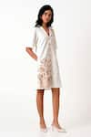 Shop_Madder Much_White Handloom Cotton Embroidered Floral Bird V-neck Taiwo Shirt Dress 