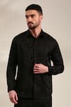 Buy_Mayank Modi - Men_Black Bemberg Silk Embroidered Bead Front Shirt _at_Aza_Fashions