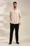 Buy_Mayank Modi - Men_Cream Bemberg Silk Solid Front Concealed Placket Shirt 