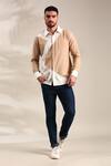 Buy_Mayank Modi - Men_Beige Malai Cotton Geometric Pattern Shirt 