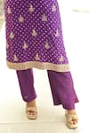 Shop_Bandhani_Purple Silk Embroidered Gota Patti Leaf Kurta And Pant Set _at_Aza_Fashions