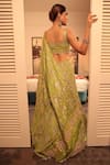 Shop_Bandhani_Green Silk Print Bandhani Plunge V-neck Bridal Lehenga Set _at_Aza_Fashions