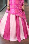 Buy_Bandhani_Pink Silk Print Mirror Asymmetric Embroidered Kalidar Lehenga With Kurta _Online_at_Aza_Fashions