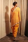 Shop_Bandhani_Yellow Silk Print Floral Pearl Bandhani Embroidered Kurta And Draped Pant Set _at_Aza_Fashions