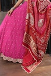 Buy_Bandhani_Pink Silk Print Bandhani Scoop Floral Embroidered Lehenga Set _Online_at_Aza_Fashions