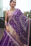 Bandhani_Purple Silk Embroidered Gotta Patti Geometric Work Lehenga Set _Online_at_Aza_Fashions