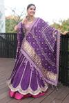 Buy_Bandhani_Purple Silk Embroidered Gotta Patti Geometric Work Lehenga Set _at_Aza_Fashions