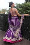 Shop_Bandhani_Purple Silk Embroidered Gotta Patti Geometric Work Lehenga Set _at_Aza_Fashions