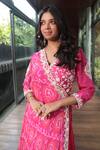 Bandhani_Pink Silk Embroidered Pearl V-neck Angrakha Anarkali _Online_at_Aza_Fashions