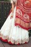 Bandhani_Off White Silk Embroidered Gotta Patti Geometric Work Layered Lehenga Set _Online_at_Aza_Fashions