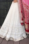 Buy_Bandhani_Off White Silk Embroidered Gotta Patti Leaf Chikankari Lehenga Set _Online_at_Aza_Fashions