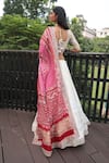 Shop_Bandhani_Off White Silk Embroidered Gotta Patti Leaf Chikankari Lehenga Set _at_Aza_Fashions