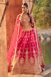 Buy_Azeera_Pink Embroidered Floral Sweetheart Apoorva Zardozi Bridal Lehenga Set _at_Aza_Fashions