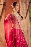 Azeera_Pink Embroidered Floral Sweetheart Apoorva Zardozi Bridal Lehenga Set _at_Aza_Fashions