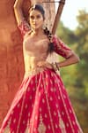 Azeera_Pink Embroidered Floral Sweetheart Apoorva Zardozi Bridal Lehenga Set _Online