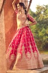 Buy_Azeera_Pink Embroidered Floral Sweetheart Apoorva Zardozi Bridal Lehenga Set _Online