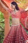 Shop_Azeera_Red Embroidered Floral Broad Leaf Neck Lavanya Bridal Lehenga Set 