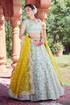 Shop_Azeera_Blue Embroidered Vines Sweetheart Mukesh Lehenga Set _at_Aza_Fashions