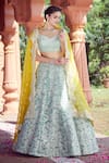 Shop_Azeera_Blue Embroidered Vines Sweetheart Mukesh Lehenga Set _Online_at_Aza_Fashions