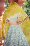 Azeera_Blue Embroidered Vines Sweetheart Mukesh Lehenga Set _at_Aza_Fashions