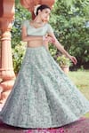 Buy_Azeera_Blue Embroidered Vines Sweetheart Mukesh Lehenga Set _Online