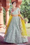 Shop_Azeera_Blue Embroidered Vines Sweetheart Mukesh Lehenga Set _Online