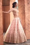 Azeera_Coral Silk Blend Embroidered Sweetheart Zardozi Bridal Lehenga Set _at_Aza_Fashions