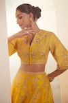 Shop_Azeera_Yellow Embroidered Floral Notched V Tanvee Zardozi Lehenga Set 