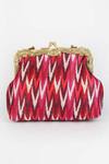 Buy_Vareli Bafna_Red Print Ikkat Pattern Clutch _at_Aza_Fashions