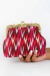 Buy_Vareli Bafna_Red Print Ikkat Pattern Clutch _Online_at_Aza_Fashions
