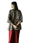 Shorshe Clothing_Brown Brocade Woven Mughal Floral Round Shruti Kurta And Skirt Set _at_Aza_Fashions