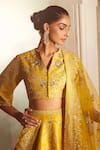 Shop_Azeera_Yellow Embroidered Floral Notched V Tanvee Zardozi Lehenga Set _Online