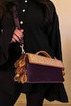 Buy_Aomidori Shimai_Purple Crystal Beads Structured Embellished Flap Bag_Online_at_Aza_Fashions