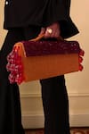 Aomidori Shimai_Orange Ruby Bead Structured Embellished Bag_Online_at_Aza_Fashions