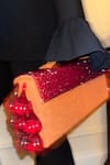 Buy_Aomidori Shimai_Orange Ruby Bead Structured Embellished Bag_Online_at_Aza_Fashions