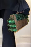 Aomidori Shimai_Green Ruby Bead Structured Embellished Bag_Online_at_Aza_Fashions