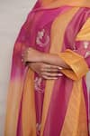 Jyoti Bansal_Pink Pure Tissue Woven Stripe Round Kurta Set _Online_at_Aza_Fashions