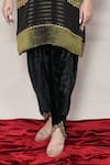 Jyoti Bansal_Black Tunic Pure Tissue Woven Stripe Round And Tulip Pant Set _Online_at_Aza_Fashions